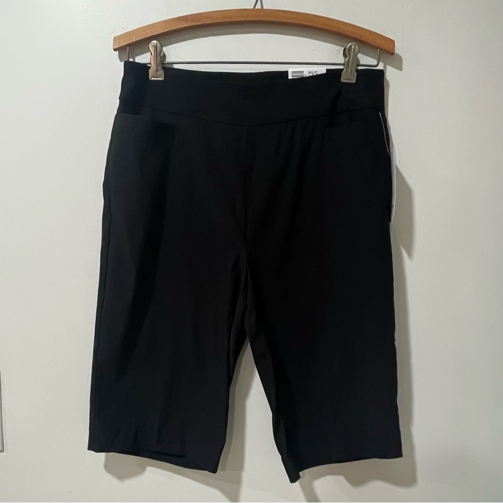 NWT Kim Rogers Black Millennium Bermuda Pull On Shorts Stretch Tummy Control